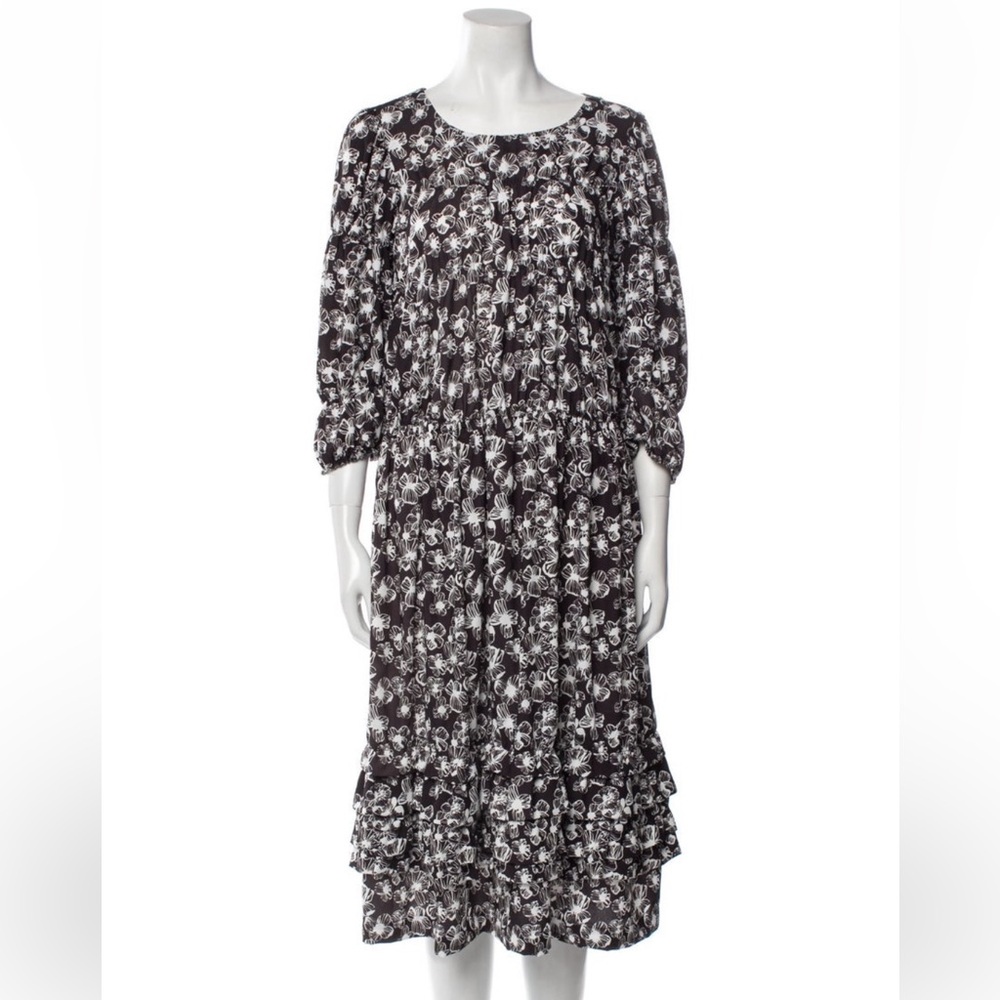 comme des garçons floral print midi length dress